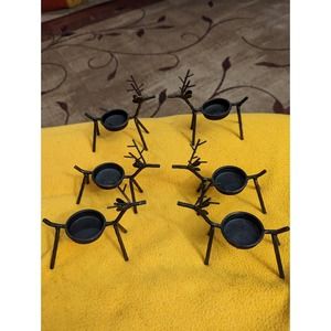 Metal Reindeer candle holders tea light set of 6 Black & Copper Color